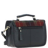 Ashwood Leather & Harris Tweed® Cloth Small Satchel Bag Black/Green/Red: TW-67-07-BR