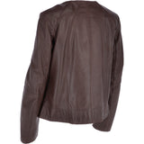 Womens Collarless Leather Jacket  Mid Brown/nap: AWL-280