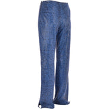 Women's Flared 60's Snake Print Leather Jeans Blue: 4053