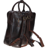 Compact Leather Backpack with Front Zip Pockets Brown: TL-006