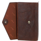 Women's Vintage Wash Large 12 Card Leather  Purse Brandy : G-43