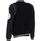 Ashwood Leather Men’s Wool and Leather Bomber Jacket with Striped Collar in Black: AWM-7