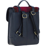 Ashwood Leather & Harris Tweed® Cloth Medium Backpack with Twist Lock Navy/Pink: TW-37-06-NP