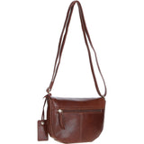 Leather Flap-Over Crossbody Bag Cognac: Violet