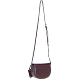 Real Leather Saddle Crossbody Bag Burgundy: 63753