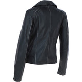 Ladies biker Jacket with Zippered Pockets Black: AWL-621