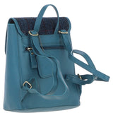 Ashwood Leather & Harris Tweed® Cloth Compact Backpack Teal/Navy: TW-65-16-TN