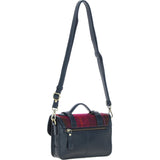 Ashwood Leather & Harris Tweed® Cloth Small Satchel Bag with Twist Lock Navy/Pink: TW-33-06-NP
