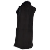 3/4 Length Toscana Suede Leather Gilet Black :  Nekhii