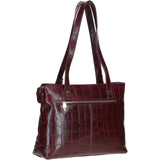 Velutto Eleganza' Zip Mid Section Real Leather Shoulder Bag Bordo/croc: 52234