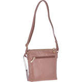 Small Zip Top Leather Crossbody Bag Lychee – 62675