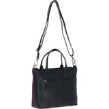 Versatile Ashwood Leather & Harris Tweed® Cloth Shoulder Bag Navy/Pink: TW-22-06-NP