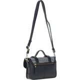 Ashwood Leather & Harris Tweed® Cloth Small Satchel Bag with Twist Lock Black/White: TW-33-012-BW