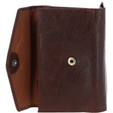 Women's Vintage Wash 12 Card Leather  Purse Brandy : G-42