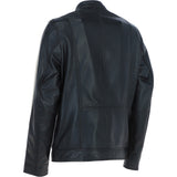 Men's Real Leather Biker Jacket with Cream Contrast stripes Black: AWM-552