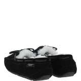 Women's Classic  Suede Sheepskin Moccasin Slippers Black/White: LADIES MOCCASSINS