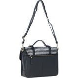 Ashwood Leather & Harris Tweed® Cloth Large Satchel Bag with Twist Lock Black/White: TW-35-12-BW