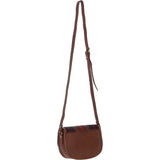 Ashwood Leather & Harris Tweed® Cloth Saddle Crossbody Bag with Twist Lock Tan/Green/Red: TW-30-08-TR