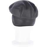 One Piece Sheepskin Leather Flat Cap Black: 04K