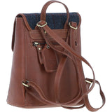 Ashwood Leather & Harris Tweed® Cloth Compact Backpack Tan/Navy: TW-65-11-TN