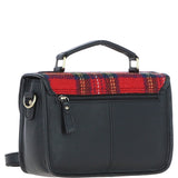 Ashwood Leather & Harris Tweed® Cloth Satchel Bag Black/Red: TW-68-14-BR