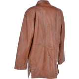 Womens Single Breasted Oversized Leather Coat Cognac/app: IVONNE 2