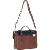 Ashwood Leather & Harris Tweed® Cloth Large Satchel Bag with Twist Lock Tan/Watch: TW-35-04-TW