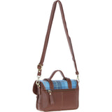 Ashwood Leather & Harris Tweed® Cloth Small Satchel Bag with Twist Lock Tan/LT Blue: TW-33-05-TB