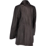 Womens Single Breasted Leather Coat Black/app: BIRMINGHAM