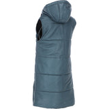 Ashwood Leather Long Gilet with Detachable Hood Grey: Gillet Long