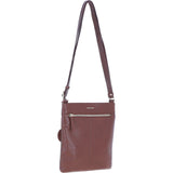 Exquisite Genuine Leather Crossbody Flat Bag with Golden Accents 2 Tone Tan: 64255