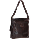 Leather Messenger Bag with Front Buckle Pockets Brown: TL-007
