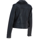 Women’s Genuine Leather Slim Fit Biker Jacket Black: Caro