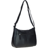 Leather Shoulder Bag with Zip & Magnetic Pocket Black: Meath