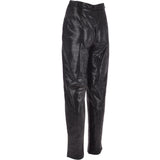 Womens Snake Print Leather Trousers Black/croc: 766 TROUSERS