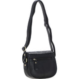 Ashwood Leather & Harris Tweed® Cloth Saddle Bag Black/White: TW-26-012-BW