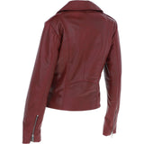 Exquisite Ashwood Leather Ladies Biker Jacket Burgundy: AWL-1881