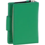 Ashwood Leather RFID Secure Wallet/Purse with Zip and Stud Closure Green: X-30