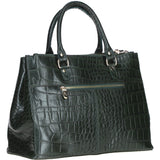 Three Sections Veggie Tanned Leather Bag Green/croc: DM3