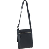 Ashwood Curve  Zip Top Leather Cross Body Bag Black: 64640/curve