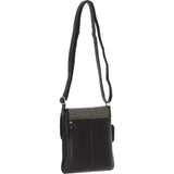 Ashwood Leather & Harris Tweed® Cloth Twist Lock Crossbody Bag Brown/Green: TW-31-09-BG