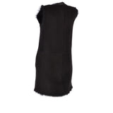 3/4 Length Toscana Suede Leather Gilet Black : Gerel