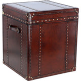 Luxury Handcrafted Leather Large Storage Trunk Chestnut: LF-147