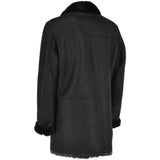 Luxury 4 Button Single Breasted Mink Collar and Sheepskin Coat Black: KE-224 MINK