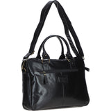 Executive Leather Laptop Bag with Buckle Pockets Black: TL-008