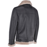 Mens Luxury Shearling Flying Jacket Black/cream: MP 34