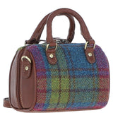 Ashwood Leather & Harris Tweed® Cloth Small Barrel Bag Tan/Purple: TW-61-13-TP