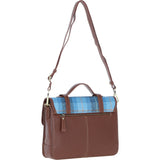 Ashwood Leather & Harris Tweed® Cloth Large Satchel Bag with Twist Lock Tan/TL Blue: TW-35-05-TB