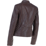 Leather Biker Style Jacket Bordeaux : Awl-1201