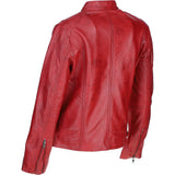 Leather Biker Jacket Wash/red: G 2131